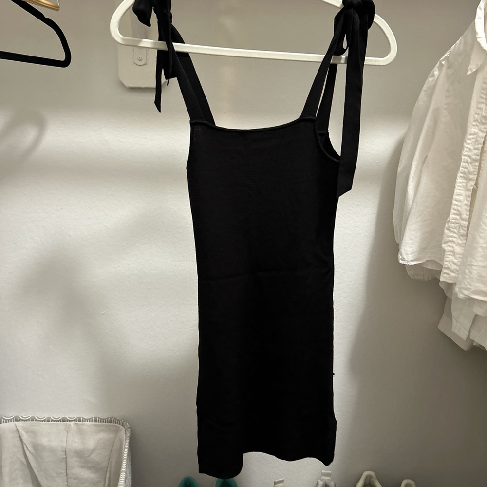 Black Sleeveless Dress with Tie Straps